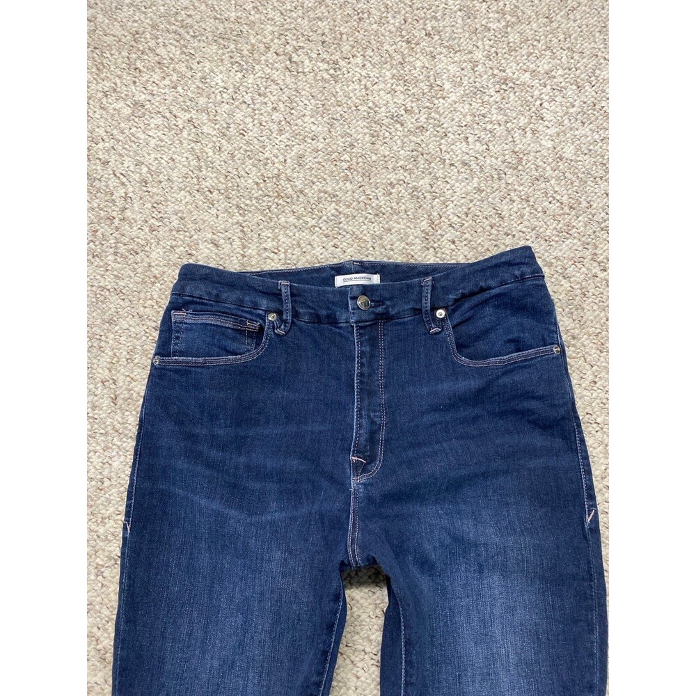 15/33 Good American Good Legs Crop High-Rise With Pink Stitching Blue260 - Picture 4 of 11